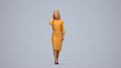 realistic 3D people woman business walking, render-ready for V-Ray and Corona, FBX OBJ, top-down view render