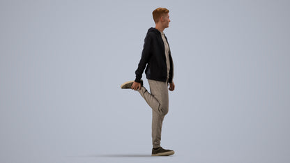 realistic 3D human man sport, archviz people FBX OBJ for Blender, side view render