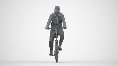 realistic 3D people man casual cycling, render-ready for V-Ray and Corona, FBX OBJ, wireframe back view