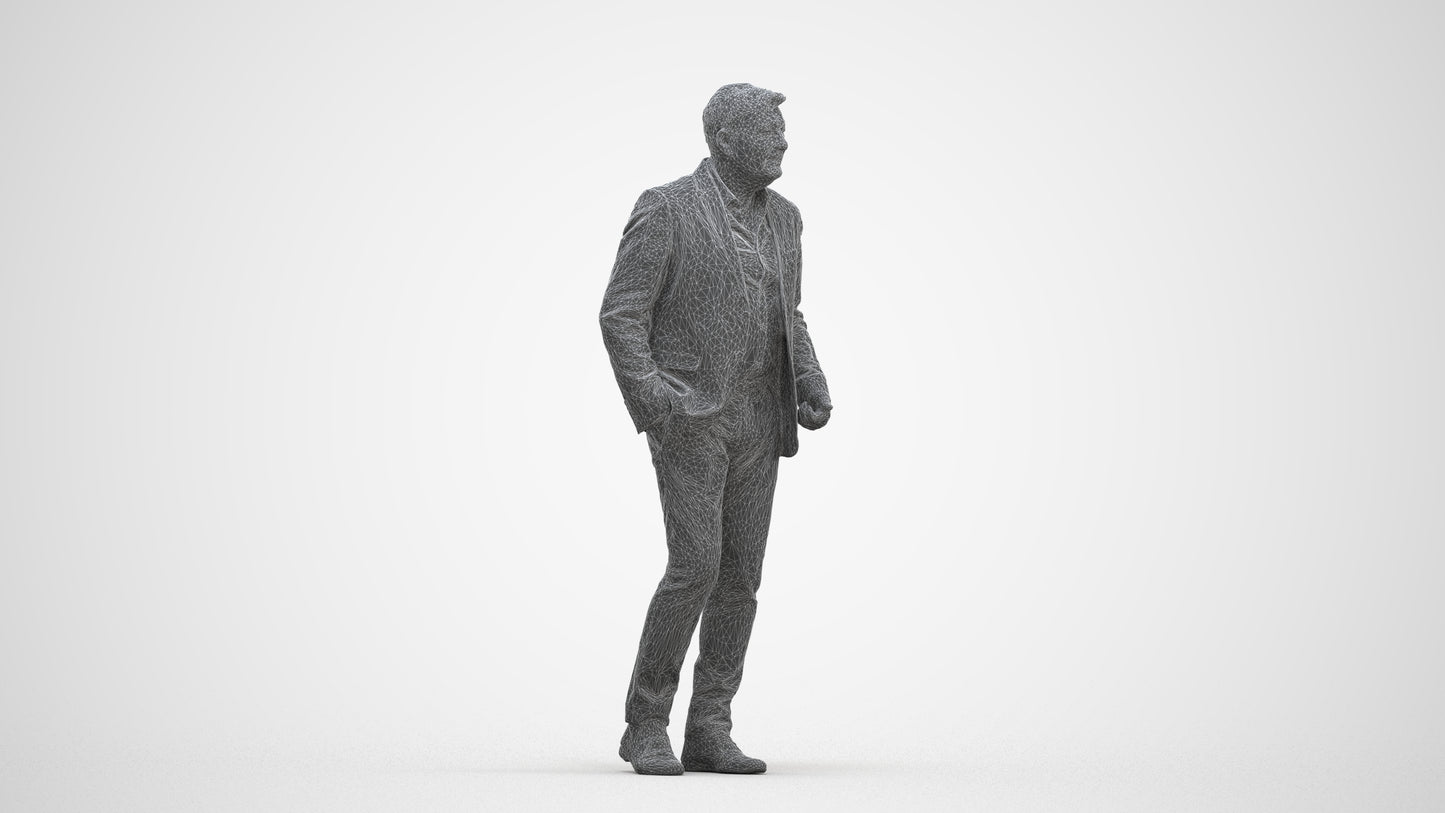 scanned 3D man business walking, photogrammetry people for Enscape and V-Ray, three-quarter front view render