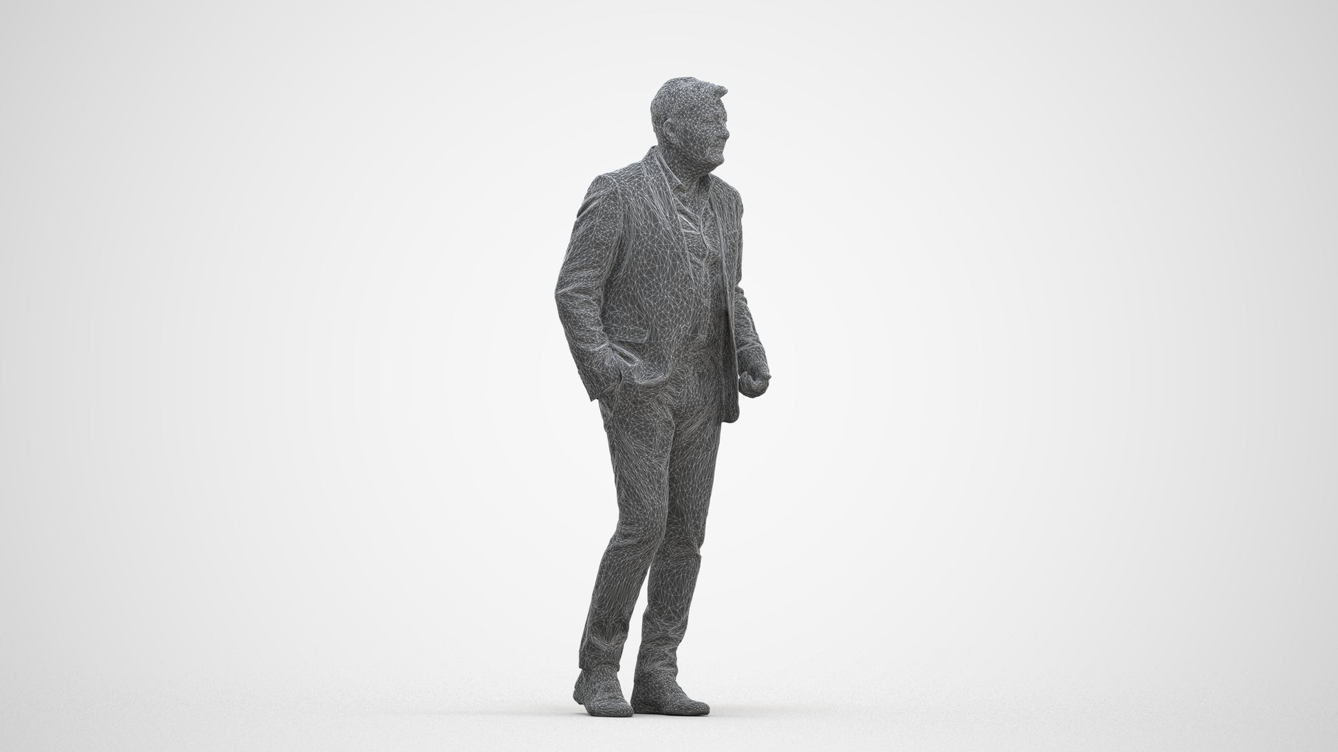 scanned 3D man business walking, photogrammetry people for Enscape and V-Ray, three-quarter front view render