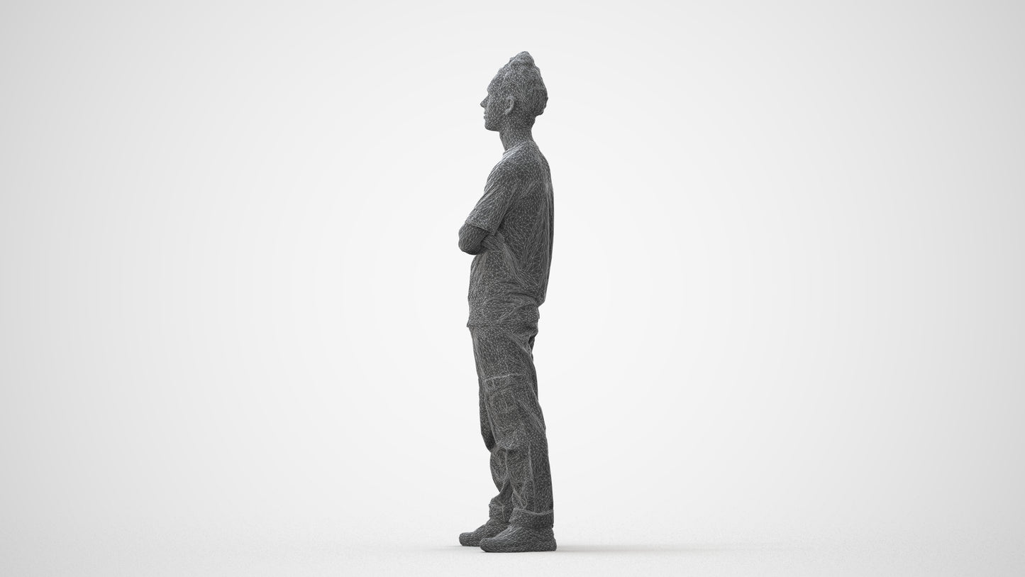 realistic 3D man casual standing, scanned archviz people for Blender and 3ds Max, square thumbnail