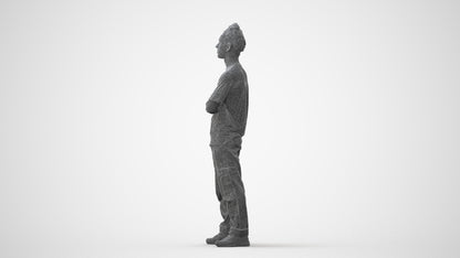realistic 3D man casual standing, scanned archviz people for Blender and 3ds Max, square thumbnail