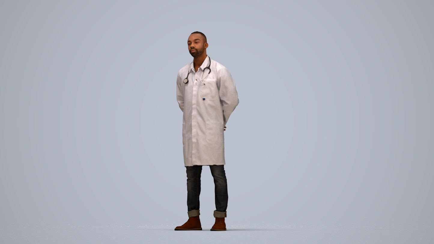 photogrammetry 3D man medical, realistic human model archviz FBX, top-down view render