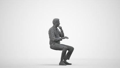 photogrammetry 3D man business, realistic human model archviz FBX, wireframe side view