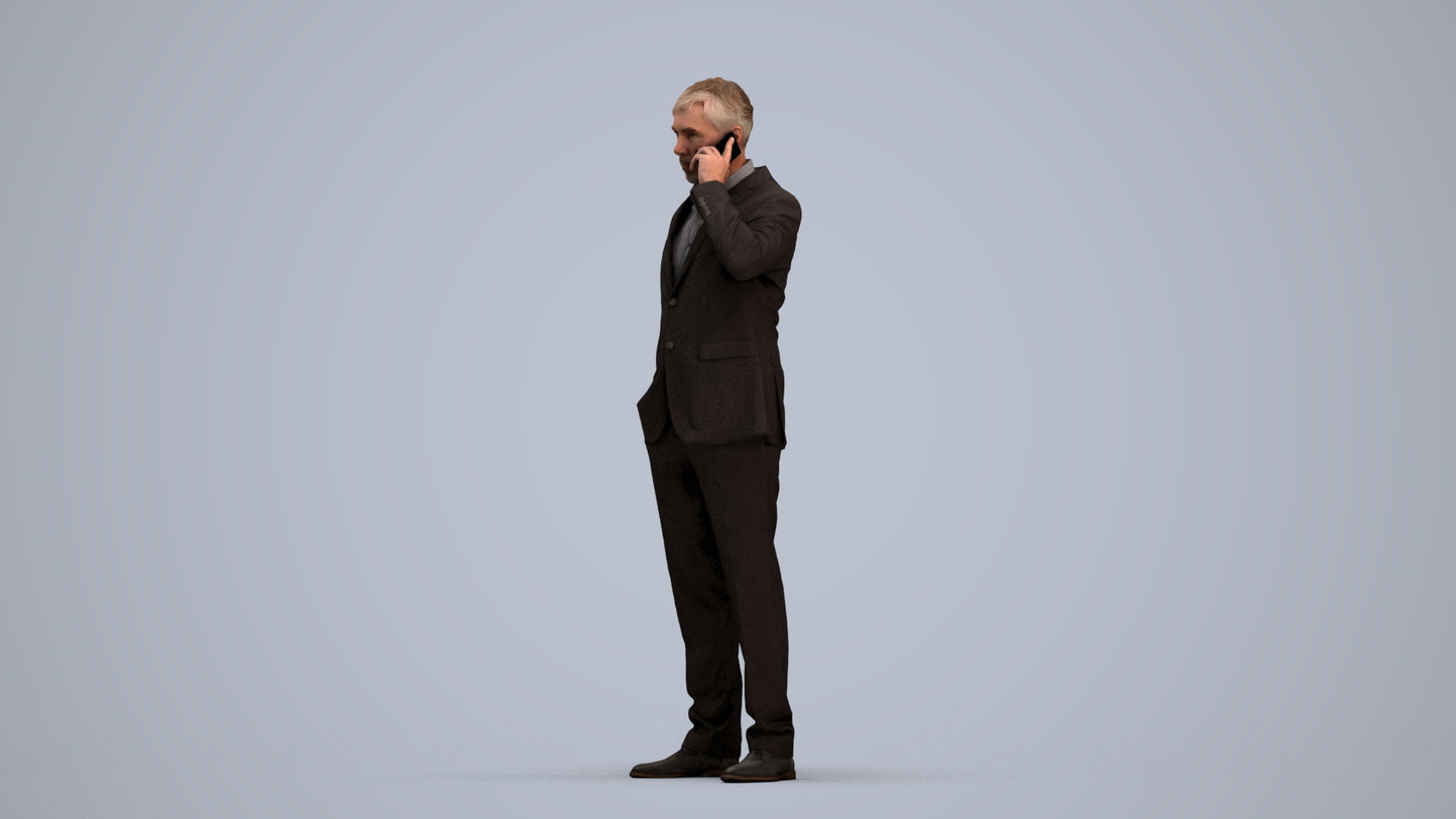 3D people model man business, scanned human for 3ds Max rendering, standing pose render