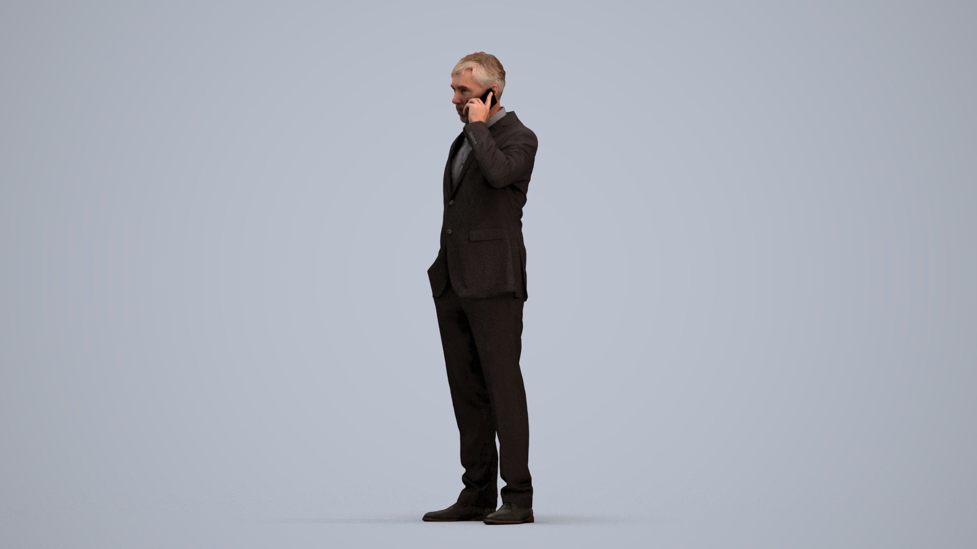 3D people model man business, scanned human for 3ds Max rendering, standing pose render