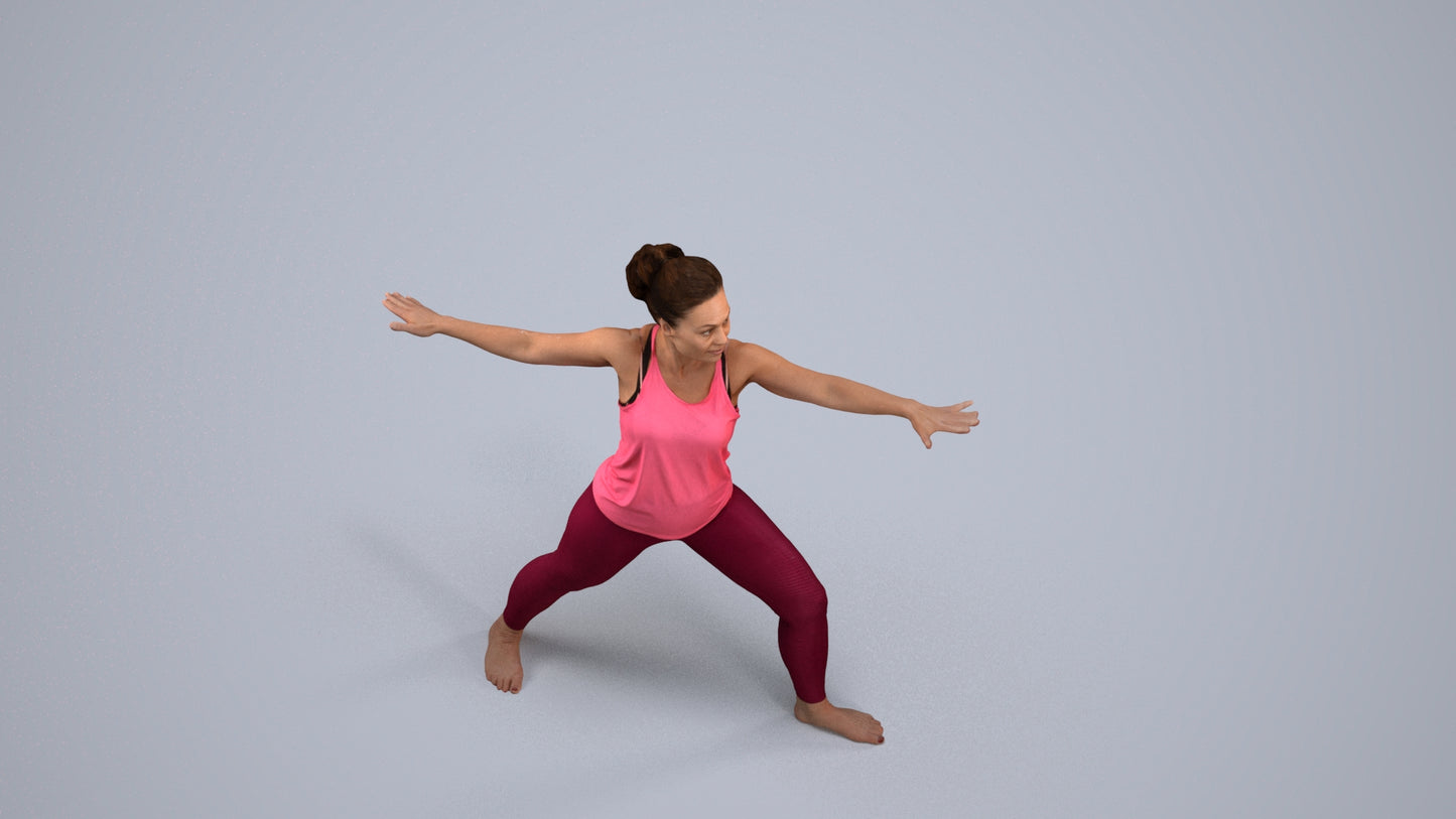 realistic 3D woman sport, scanned archviz people for Blender and 3ds Max, back view render