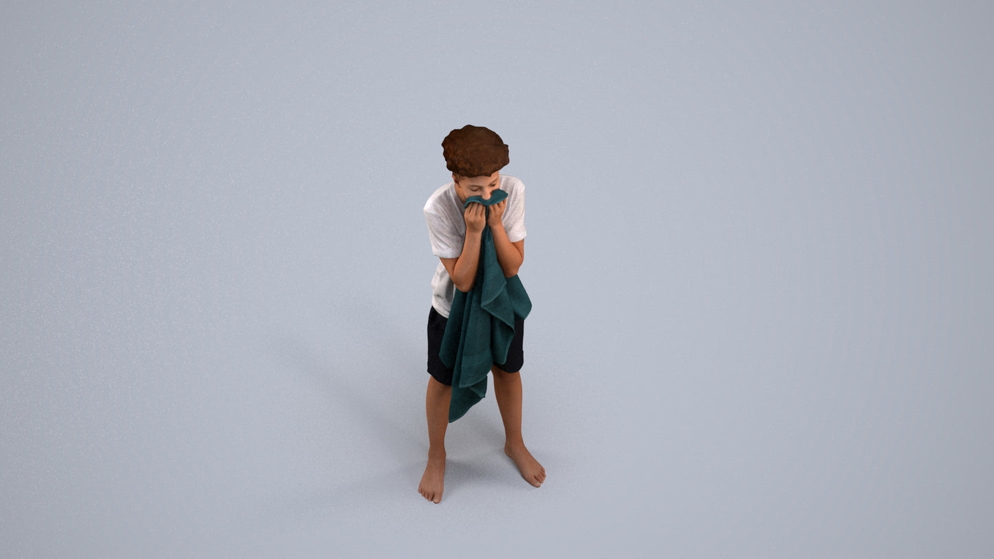 realistic 3D boy casual kids, scanned archviz people for Blender and 3ds Max, back view render