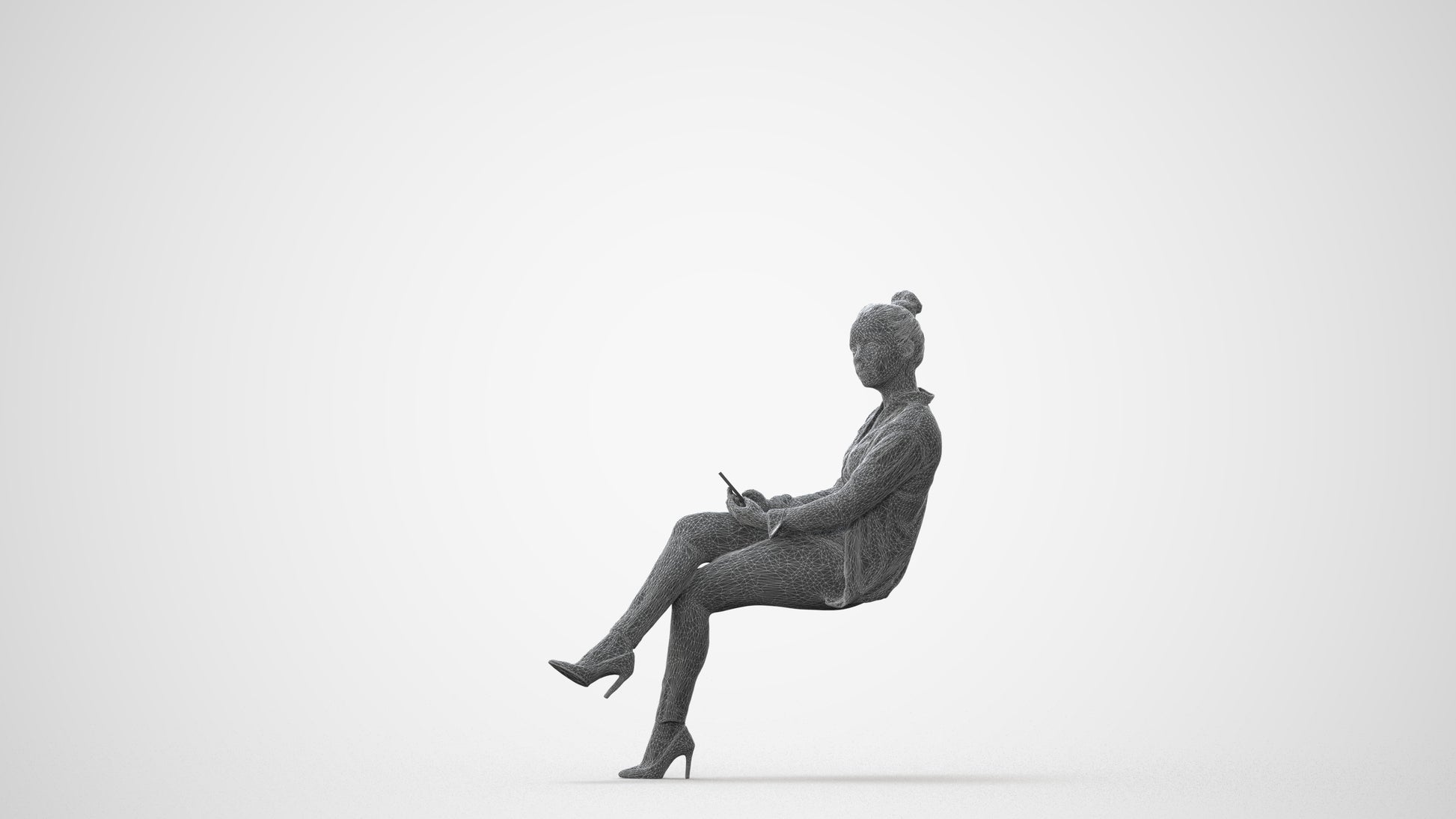 3D people model woman business sitting, scanned human for 3ds Max rendering, square thumbnail
