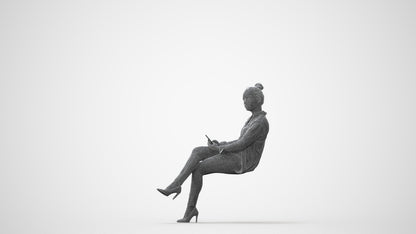 3D people model woman business sitting, scanned human for 3ds Max rendering, square thumbnail