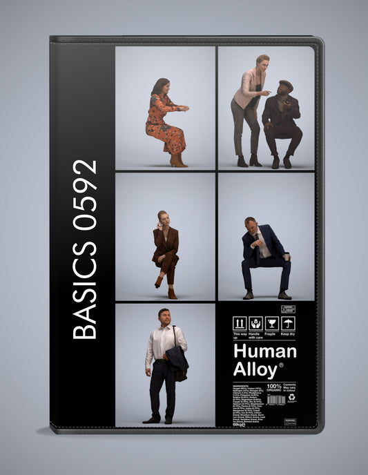 scanned 3D people business collection, 5 photogrammetry models for Enscape and V-Ray