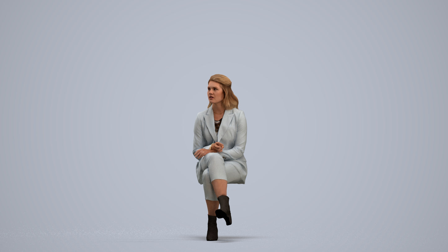 3D scanned woman business, photorealistic archviz people for Enscape and SketchUp, standing pose render
