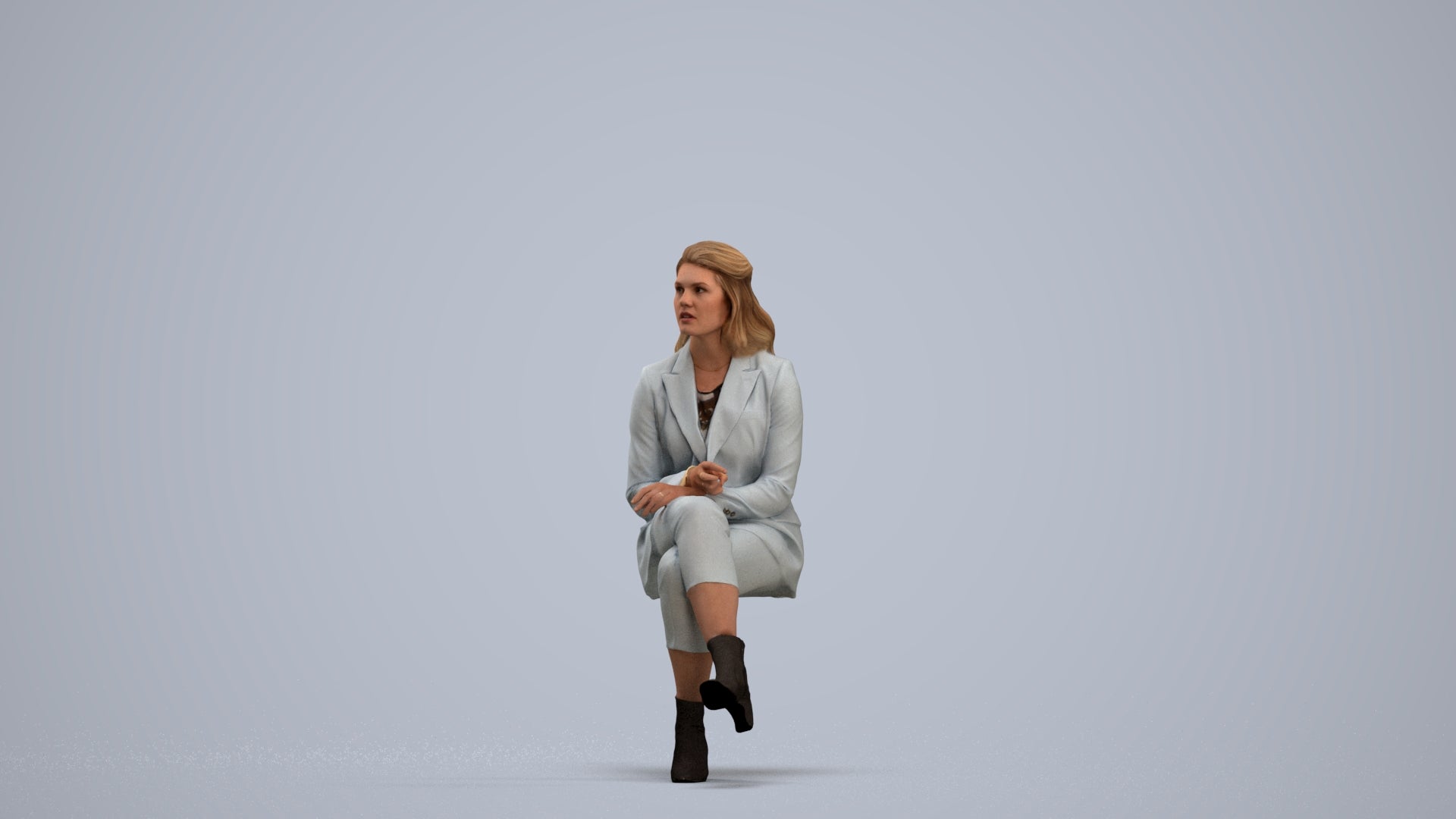 3D scanned woman business, photorealistic archviz people for Enscape and SketchUp, standing pose render