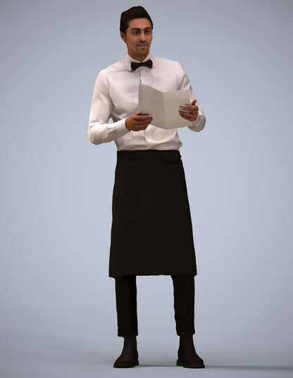 realistic 3D human man hospitality, archviz people FBX OBJ for Blender