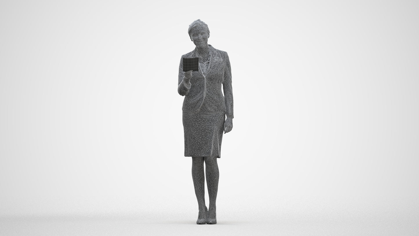 3D people model woman hospitality, scanned human for 3ds Max rendering, three-quarter front view render