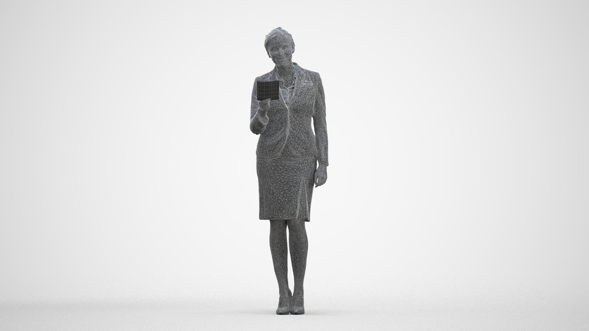 3D people model woman hospitality, scanned human for 3ds Max rendering, three-quarter front view render