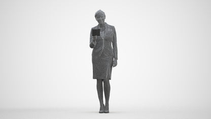 3D people model woman hospitality, scanned human for 3ds Max rendering, three-quarter front view render