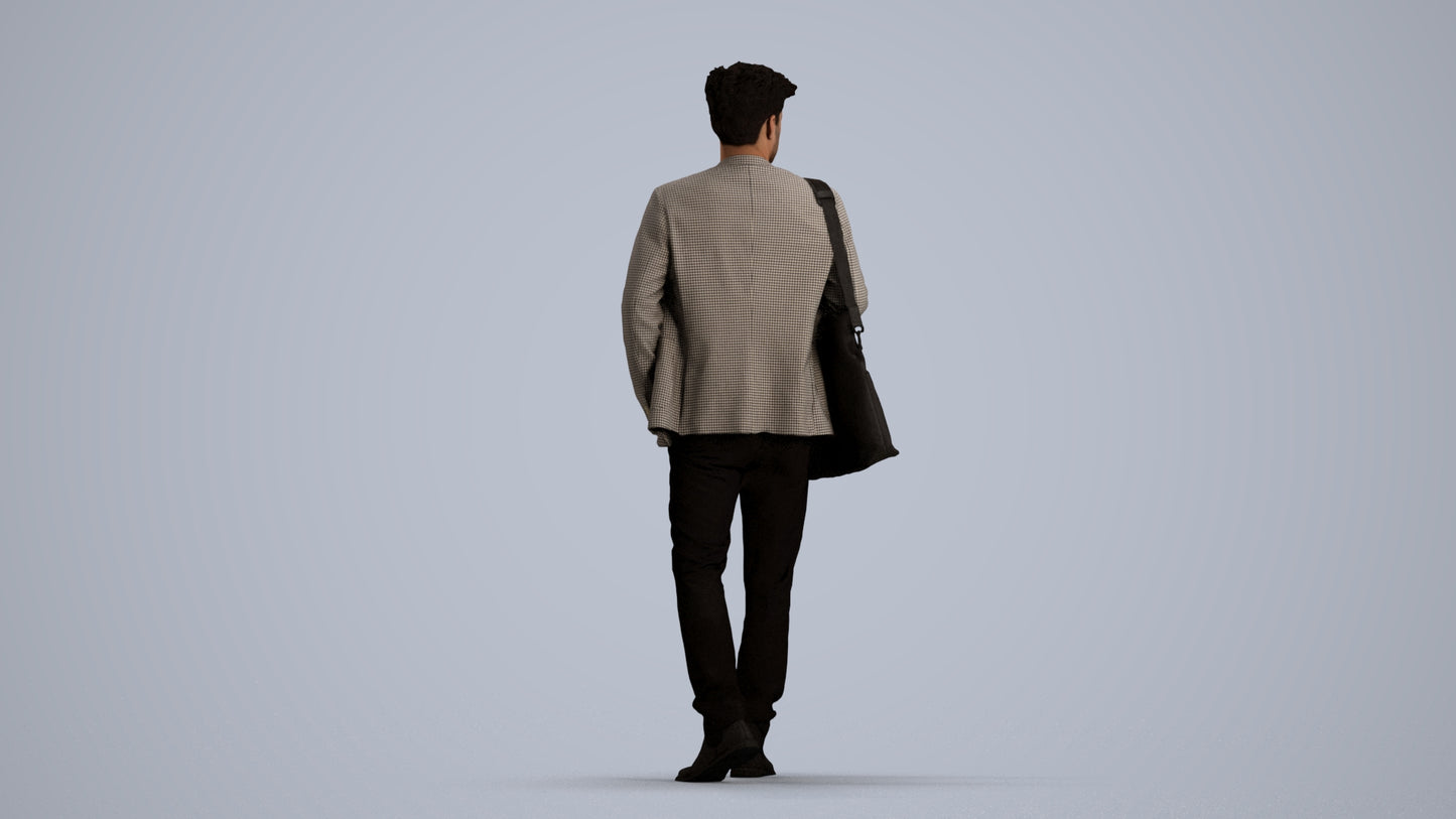 photogrammetry 3D man business standing, realistic human model archviz FBX, front view render