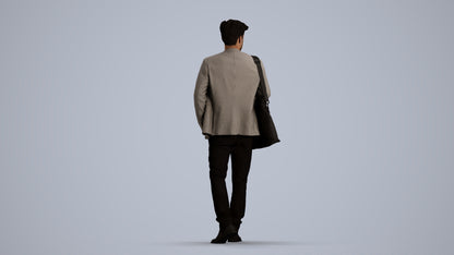 photogrammetry 3D man business standing, realistic human model archviz FBX, front view render
