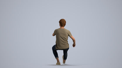 3D people model man casual sitting, scanned human for 3ds Max rendering, front view render