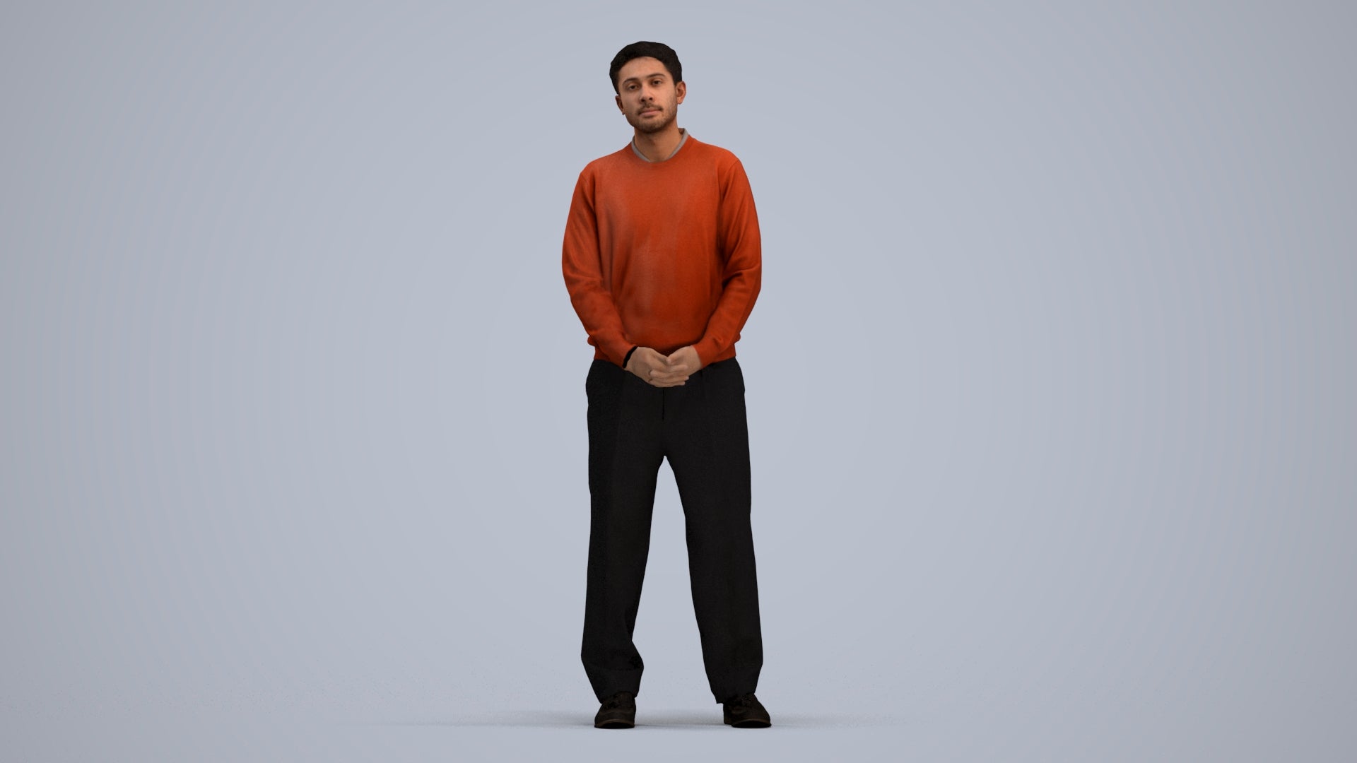 3D people model man casual standing, scanned human for 3ds Max rendering, standing pose render