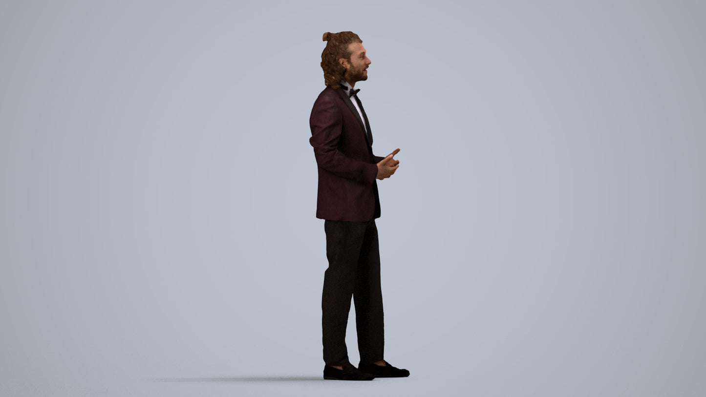 photogrammetry 3D man formal formalaffairs, realistic human model archviz FBX, side view render