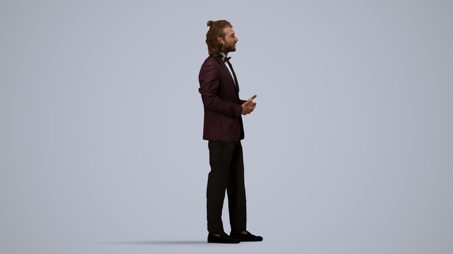 photogrammetry 3D man formal formalaffairs, realistic human model archviz FBX, side view render