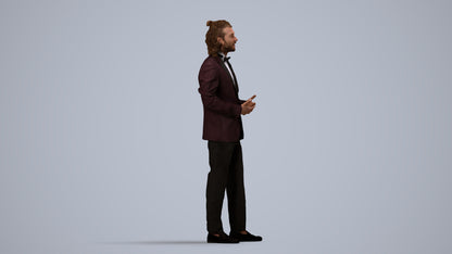 photogrammetry 3D man formal formalaffairs, realistic human model archviz FBX, side view render