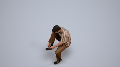 3D scanned man sitting casual, photorealistic archviz people for Enscape and SketchUp, back view render