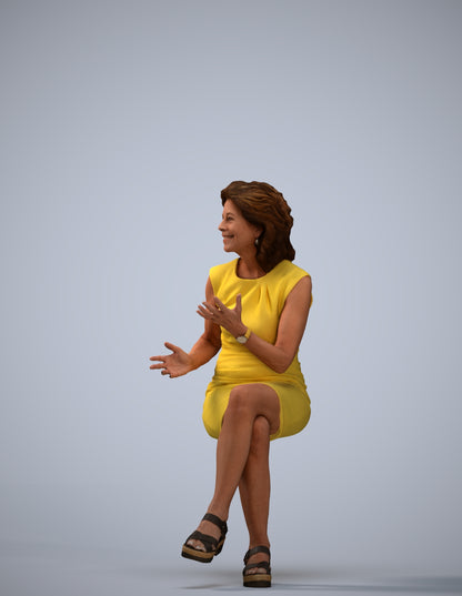 3D scanned woman sitting business, photorealistic archviz people for Enscape and SketchUp