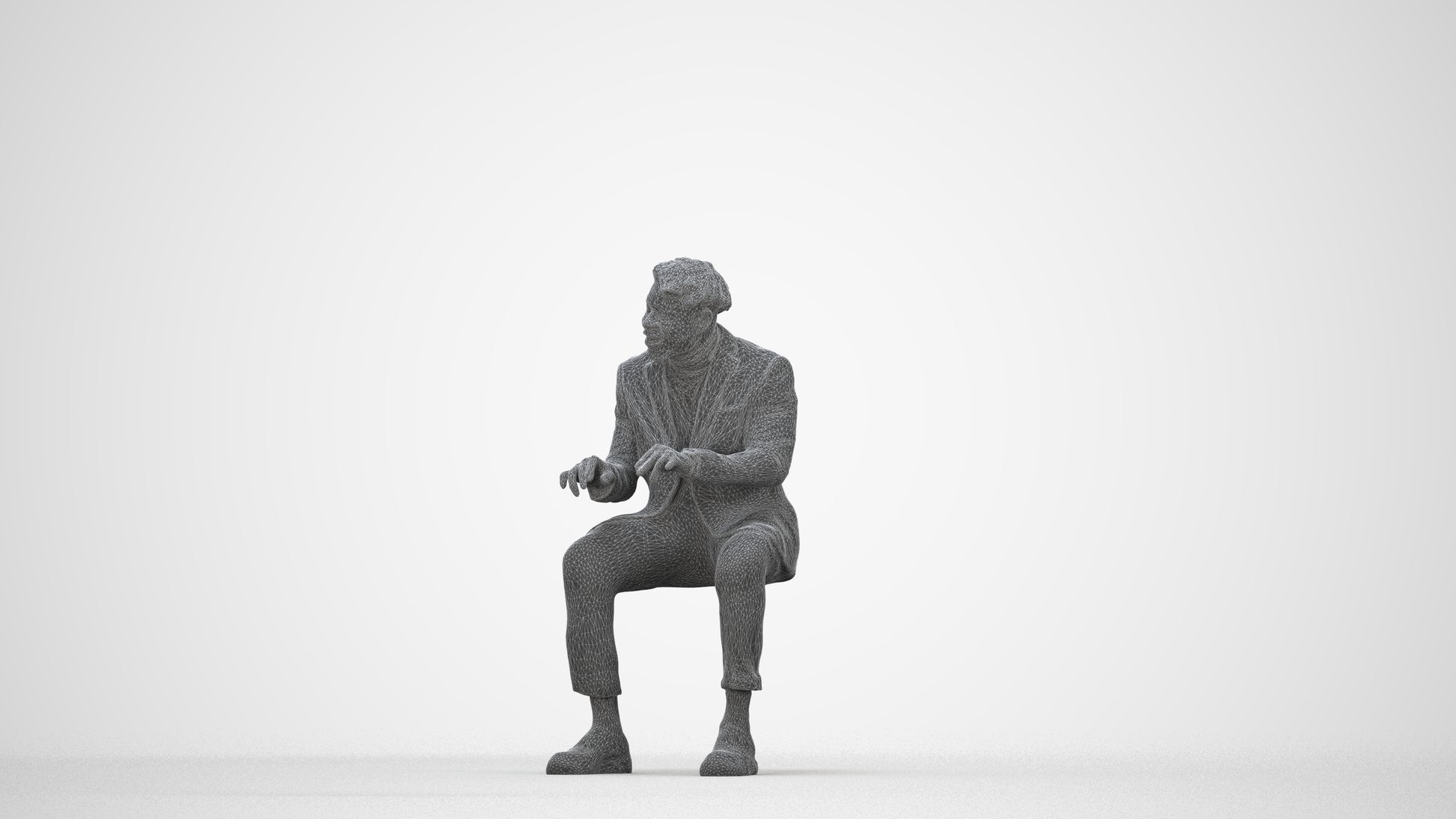 photogrammetry 3D man business, realistic human model archviz FBX, wireframe back view
