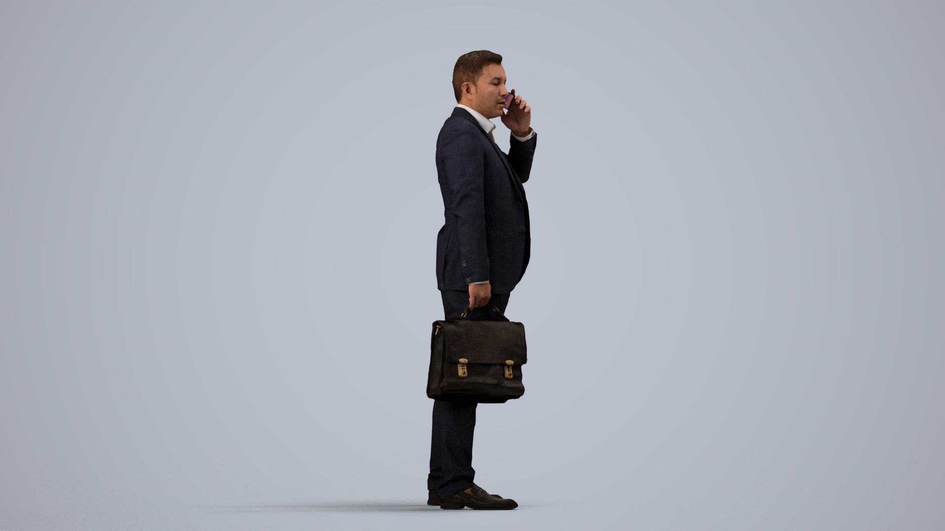 photogrammetry 3D man business, realistic human model archviz FBX, side view render