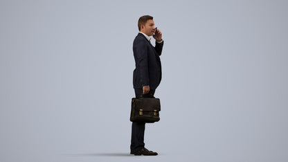 photogrammetry 3D man business, realistic human model archviz FBX, side view render