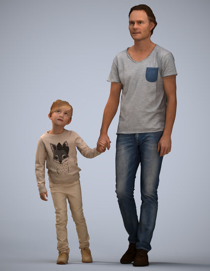 3D people model boy casual kids, scanned human for 3ds Max rendering