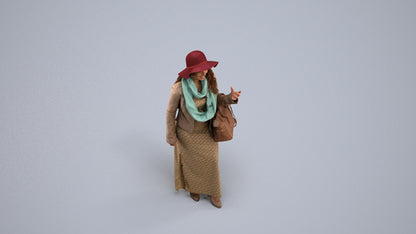 realistic 3D human woman casual standing, archviz people FBX OBJ for Blender, back view render