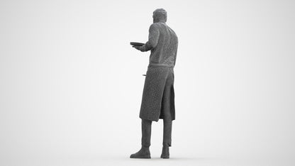 realistic 3D man hospitality, scanned archviz people for Blender and 3ds Max, wireframe front view