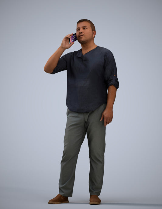 scanned 3D man casual standing, photogrammetry people for Enscape and V-Ray