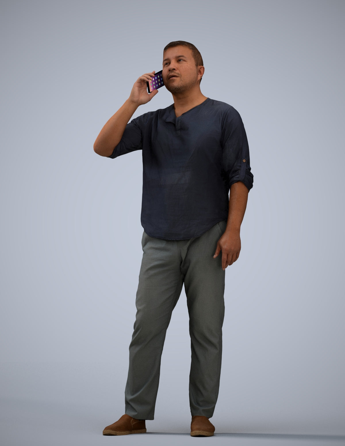 scanned 3D man casual standing, photogrammetry people for Enscape and V-Ray