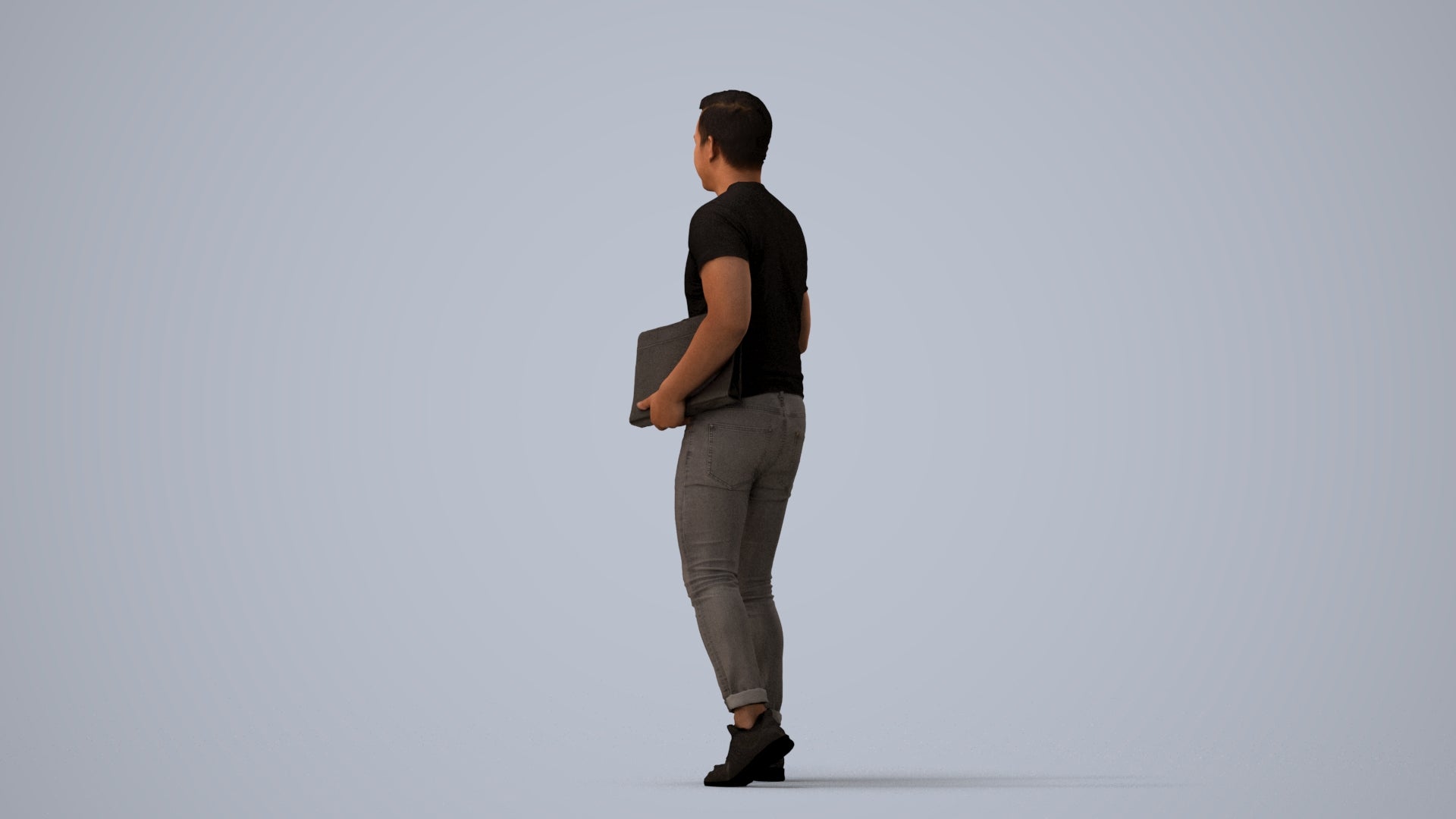 realistic 3D people man casual door, render-ready for V-Ray and Corona, FBX OBJ, three-quarter view render