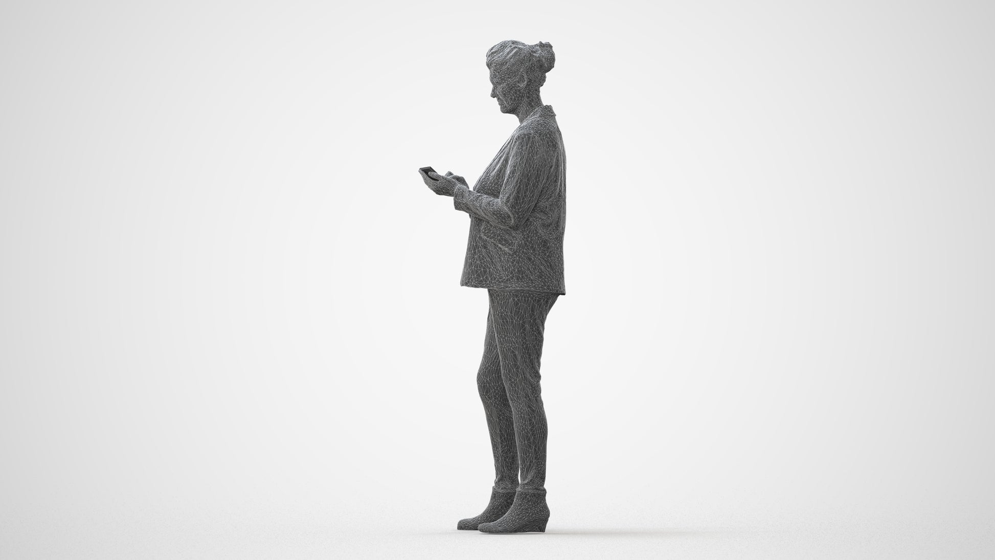 realistic 3D human woman business standing, archviz people FBX OBJ for Blender, square thumbnail
