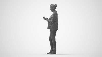realistic 3D human woman business standing, archviz people FBX OBJ for Blender, square thumbnail