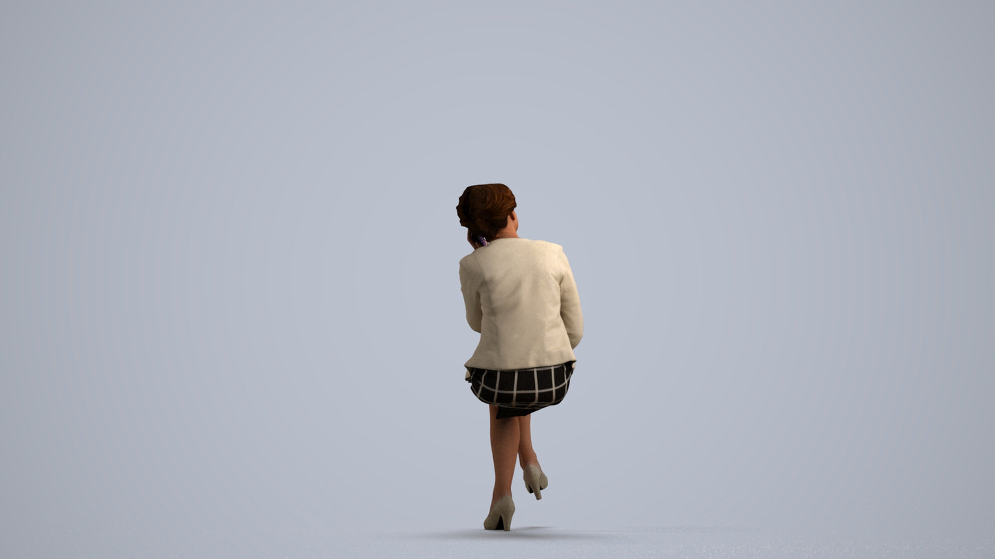 photogrammetry 3D woman business sitting, realistic human model archviz FBX, front view render