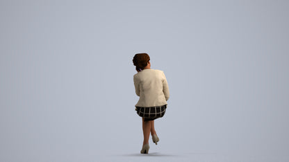 photogrammetry 3D woman business sitting, realistic human model archviz FBX, front view render