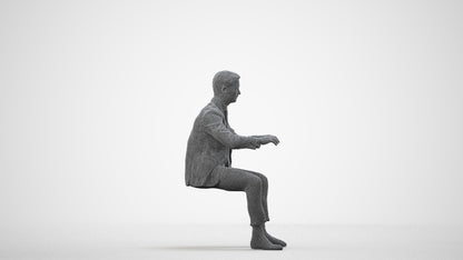 3D scanned man business, photorealistic archviz people for Enscape and SketchUp, wireframe side view
