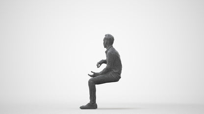 realistic 3D man business sitting, scanned archviz people for Blender and 3ds Max, square thumbnail