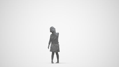 photogrammetry 3D girl kids, realistic human model archviz FBX, wireframe back view