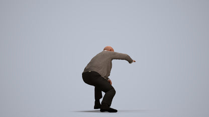 realistic 3D human senior man business standing, archviz people FBX OBJ for Blender, front view render