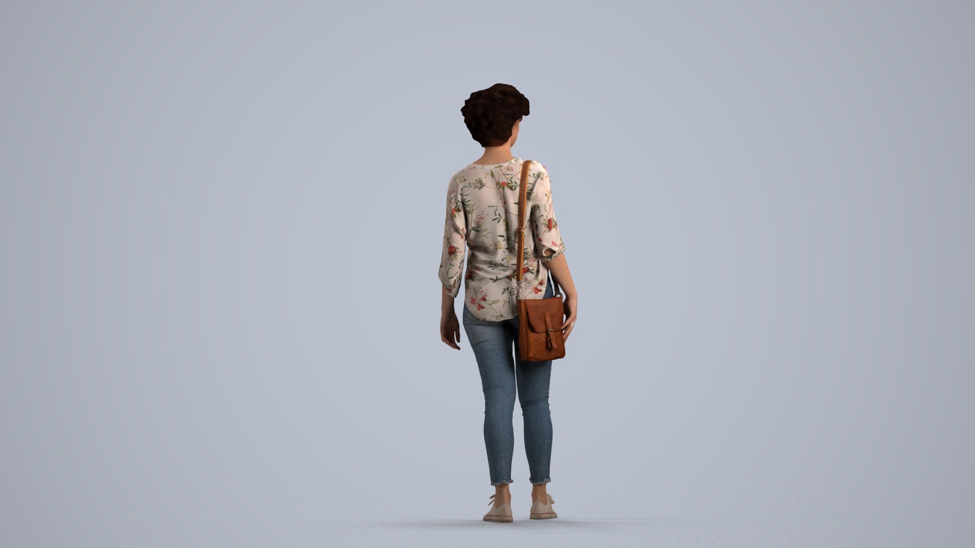 scanned 3D woman casual walking, photogrammetry people for Enscape and V-Ray, front view render