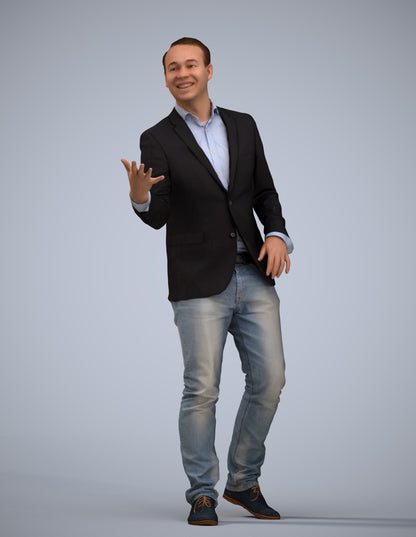 realistic 3D human man business, archviz people FBX OBJ for Blender